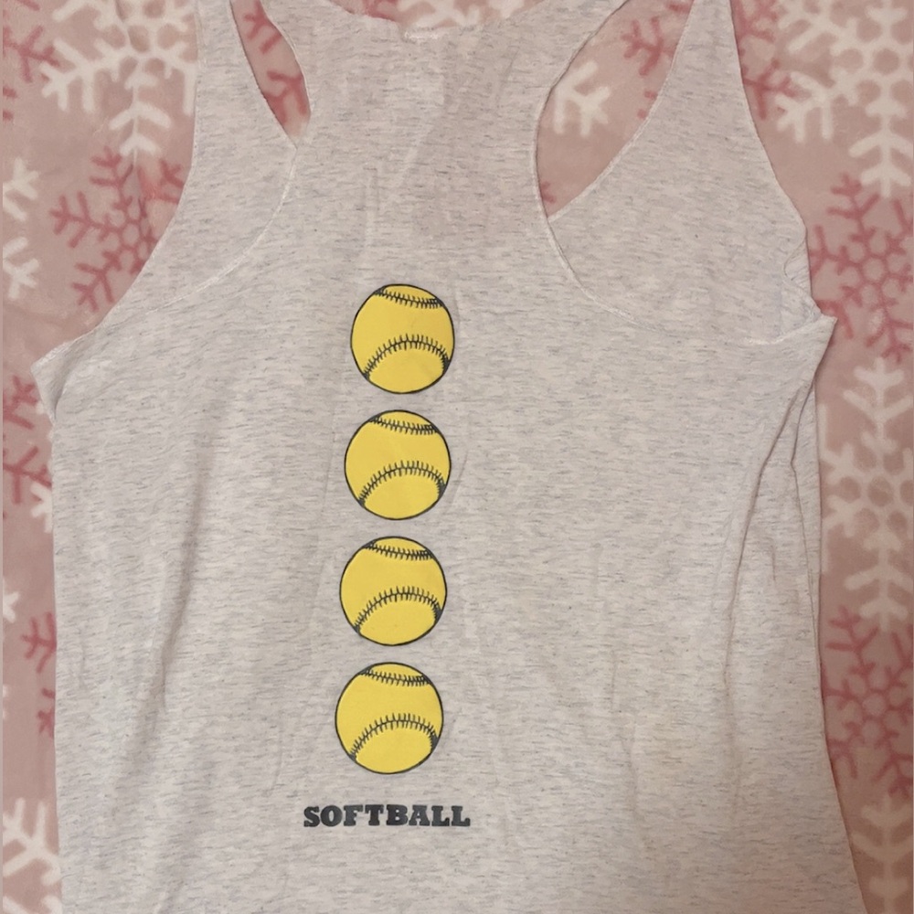 Gray Softball Graphic Tank Top
